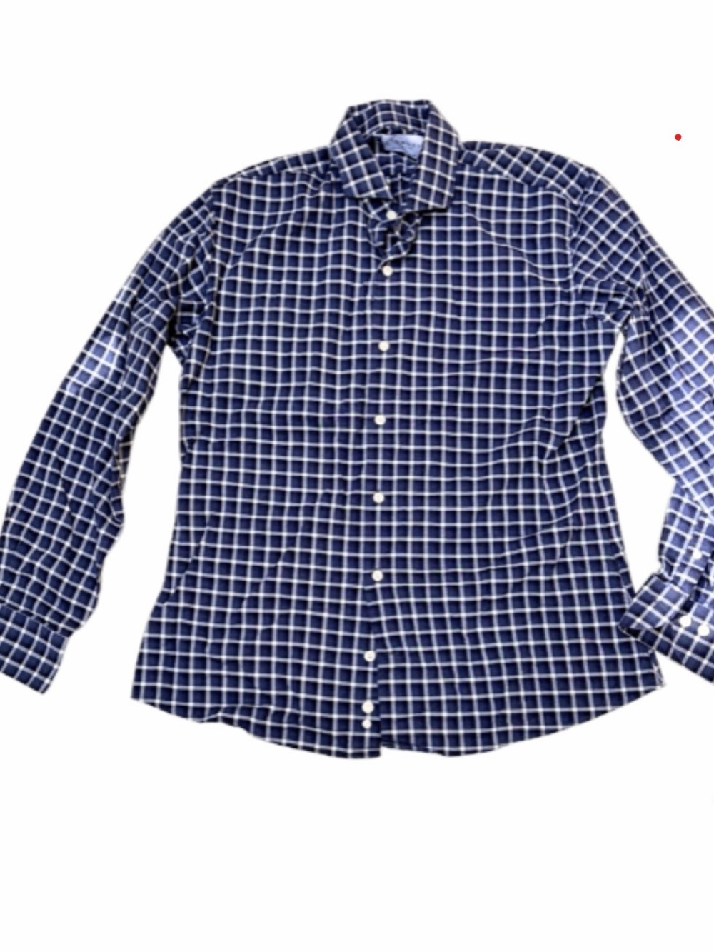 Ledbury Men's Linen Slim Fit Navy, Blue, White Check / Plaid Shirt